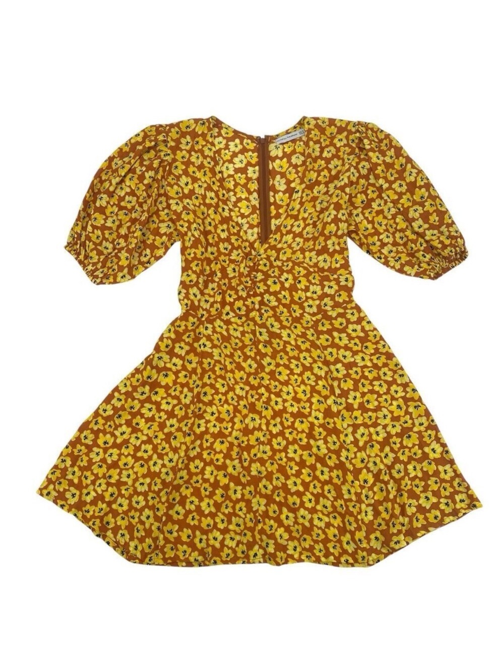 FAITHFULL THE BRAND Small Ilia Thelma Floral Tie Back Dress Saffron